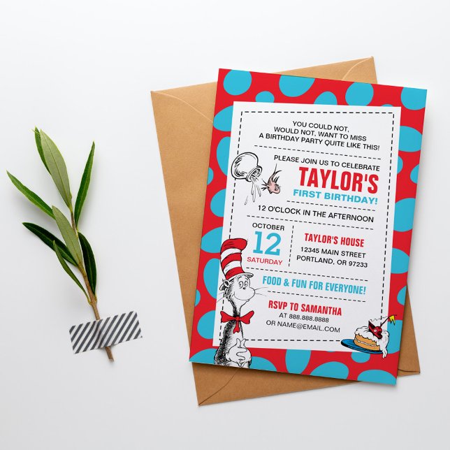 Dr. Seuss | Cat in the Hat Birthday Invitation (Creator Uploaded)