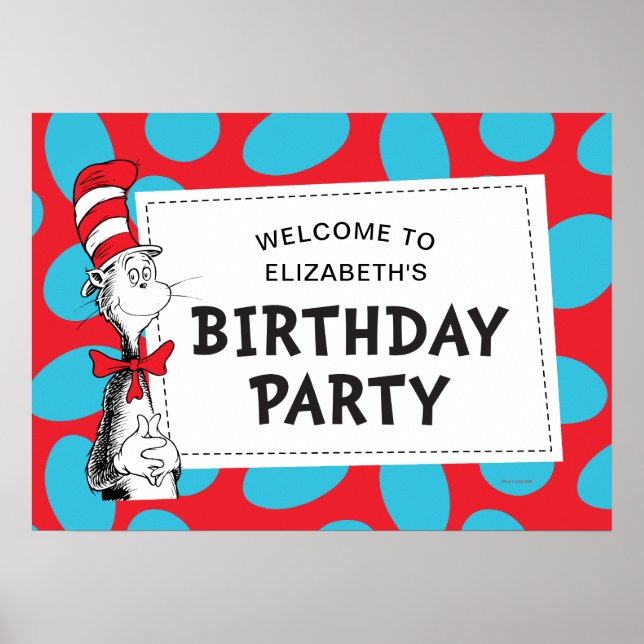 Dr. Seuss | Cat in the Hat Birthday Party Poster (Front)
