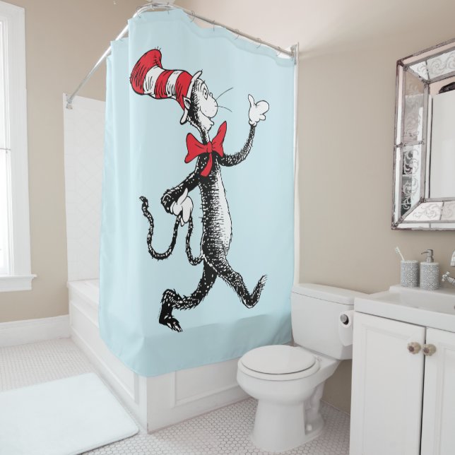 Dr. Seuss | Cat in the Hat Cat Walk Shower Curtain (In Situ)