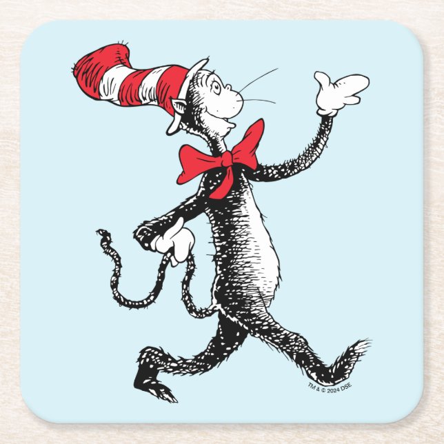 Dr. Seuss | Cat in the Hat Cat Walk Square Paper Coaster (Front)