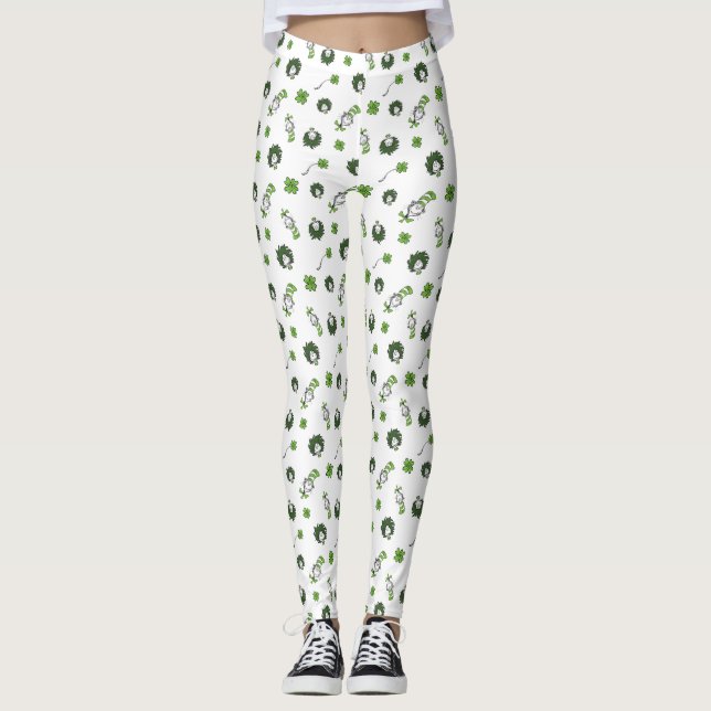 Dr. Seuss | Cat in the Hat Clover Pattern Leggings (Front)