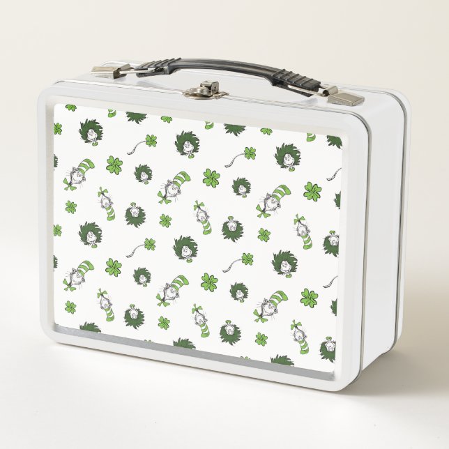 Dr. Seuss | Cat in the Hat Clover Pattern Metal Lunch Box (Front)