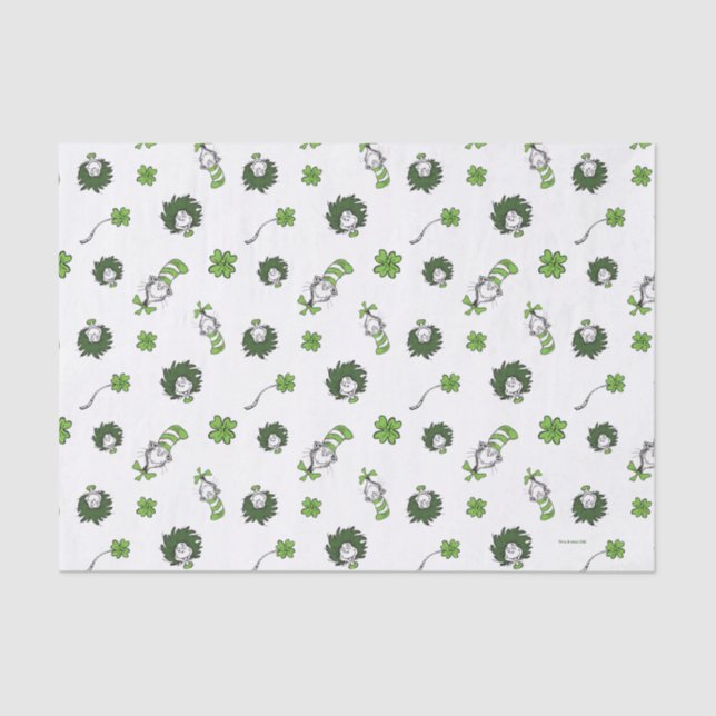 Dr. Seuss | Cat in the Hat Clover Pattern Tissue Paper (Front)