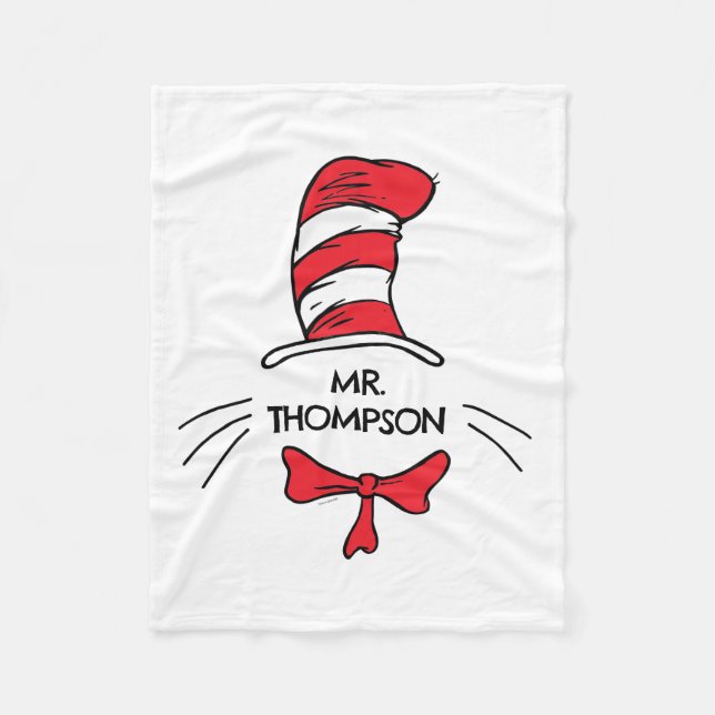 Dr. Seuss | Cat in the Hat Custom Teacher Name Fleece Blanket (Front)