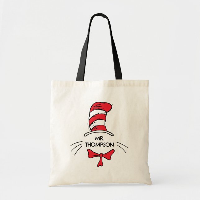 Dr. Seuss | Cat in the Hat Custom Teacher Name Tote Bag (Front)