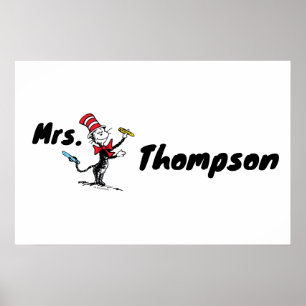 Dr. Seuss Cat in the Hat Drawn Name Poster