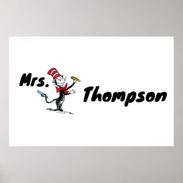 Dr. Seuss | Cat in the Hat Drawn Name Poster (Front)
