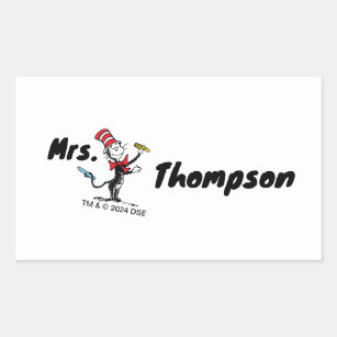 Dr. Seuss   Cat in the Hat Drawn Name Rectangular Sticker