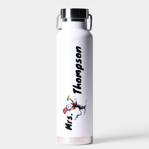 Dr. Seuss Cat in the Hat Drawn Name Water Bottle