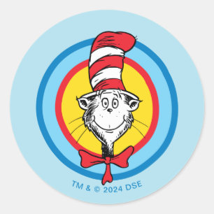 Dr. Seuss   Cat in the Hat Head Graphic Classic Round Sticker