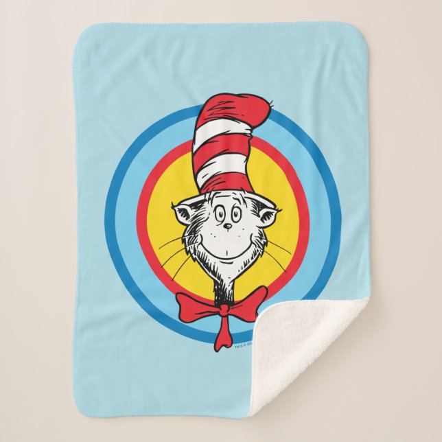 Dr. Seuss | Cat in the Hat Head Graphic Sherpa Blanket (Front)