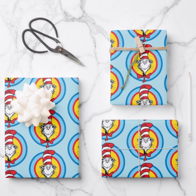 Dr. Seuss | Cat in the Hat Head Graphic Wrapping Paper Sheet (Front)
