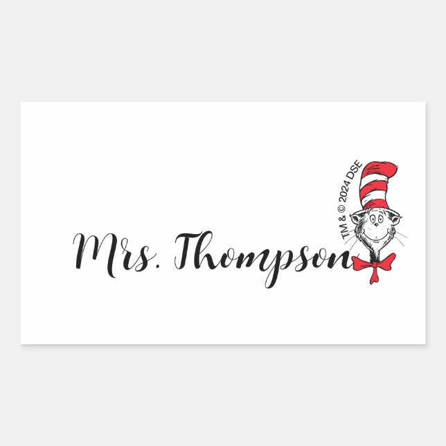 Dr. Seuss | Cat in the Hat Icon Custom Name Rectangular Sticker (Front)