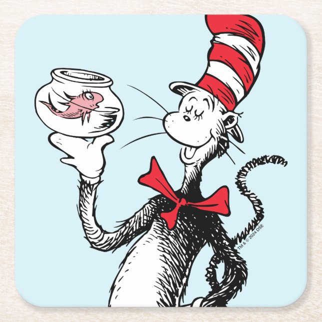 Dr. Seuss | Cat in the Hat & Krinklebine Square Paper Coaster (Front)