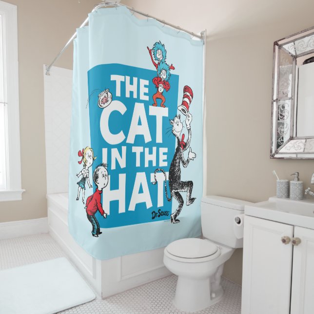 Dr. Seuss | Cat in the Hat Logo - Characters Shower Curtain (In Situ)