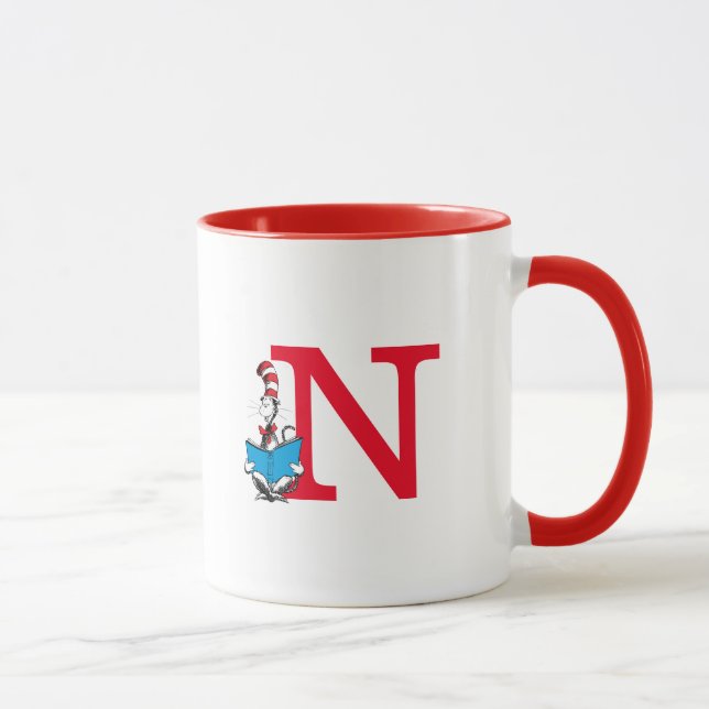 Dr. Seuss Cat in the Hat - Reading Monogram N Mug (Right)