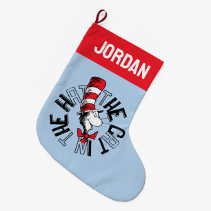 Dr. Seuss Cat in the Hat Round Art Large Christmas Stocking