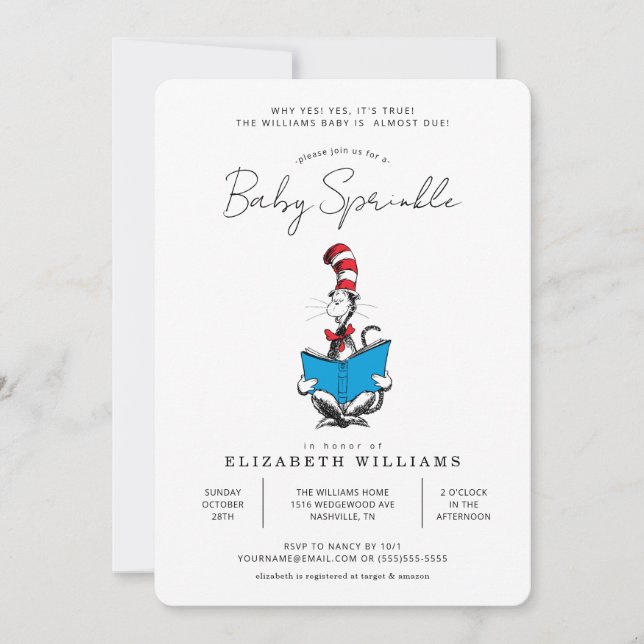 Dr. Seuss - Cat in the Hat Sprinkle Invitation (Front)