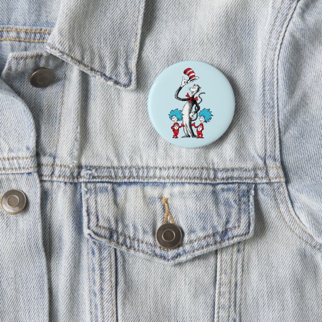 Dr. Seuss | Cat in the Hat, Thing One & Thing Two 6 Cm Round Badge (In Situ)