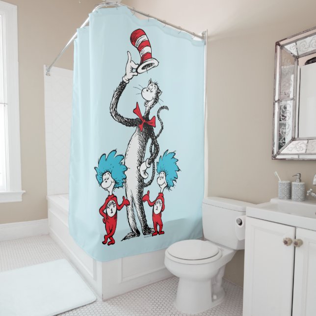 Dr. Seuss | Cat in the Hat, Thing One & Thing Two Shower Curtain (In Situ)