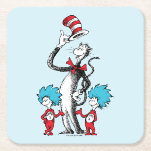Dr. Seuss Cat in the Hat, Thing One & Thing Two Square Paper Coaster