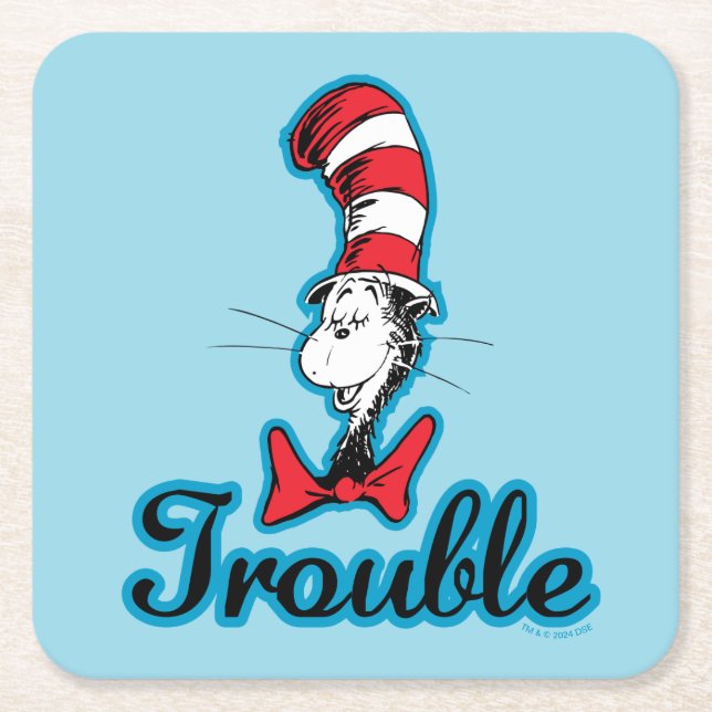 Dr. Seuss | Cat in the Hat Trouble Square Paper Coaster (Front)
