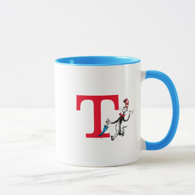 Dr. Seuss Cat in the Hat Umbrella Walk Monogram T Mug (Right)