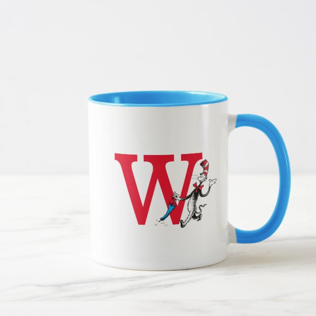Dr. Seuss Cat in the Hat Umbrella Walk Monogram W Mug (Right)