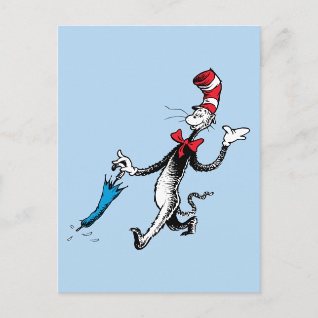 Dr. Seuss | Cat in the Hat Umbrella Walk Postcard (Front)
