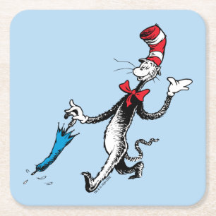 Dr. Seuss Cat in the Hat Umbrella Walk Square Paper Coaster