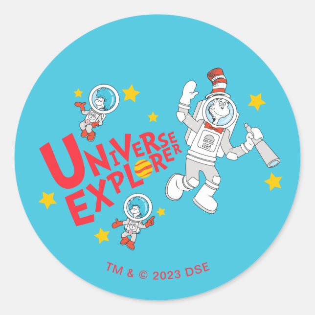 Dr. Seuss | Cat in the Hat Universe Explorer Classic Round Sticker (Front)