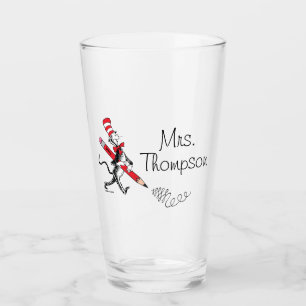 Dr. Seuss Cat in the Hat Written Name Glass