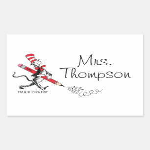 Dr. Seuss   Cat in the Hat Written Name Rectangular Sticker