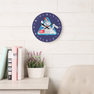 Dr. Seuss   Cat in the Moon Outer Space Graphic Large Clock