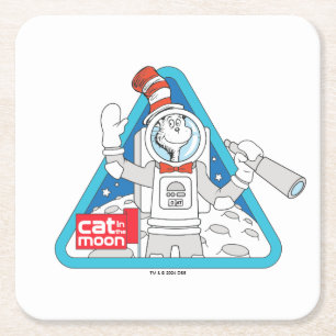 Dr. Seuss   Cat in the Moon Outer Space Graphic Square Paper Coaster