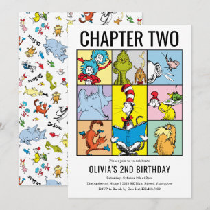 Dr. Seuss Chapter Two Birthday Character Collage Invitation