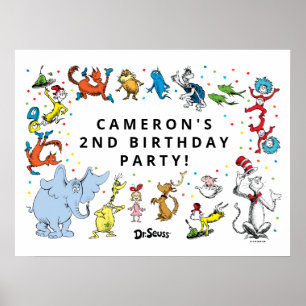 Dr. Seuss Character Confetti Kids Birthday Poster