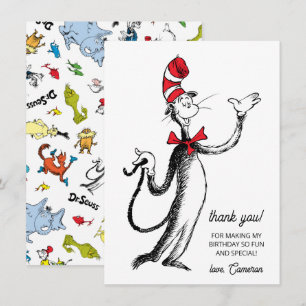 Dr. Seuss Character Confetti Kids Birthday Thank You Card
