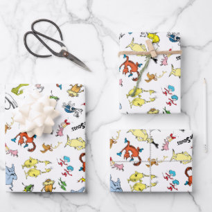 Dr. Seuss Character Confetti   Kids Birthday Wrapping Paper Sheet