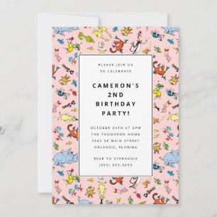 Dr. Seuss Character Pattern   Kids Birthday Invitation