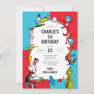 Dr. Seuss - Characters   Kids Birthday Invitation
