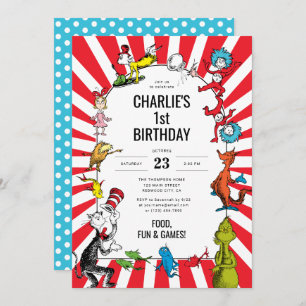 Dr. Seuss - Characters   Kids Birthday Invitation