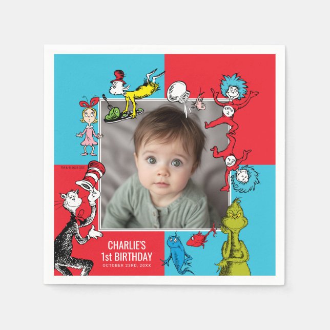 Dr. Seuss - Characters | Kids Birthday Napkin (Front)