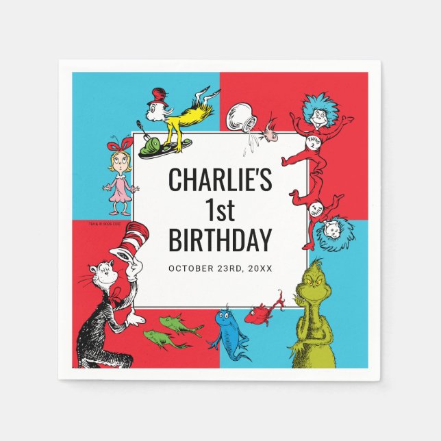 Dr. Seuss - Characters | Kids Birthday Napkin (Front)