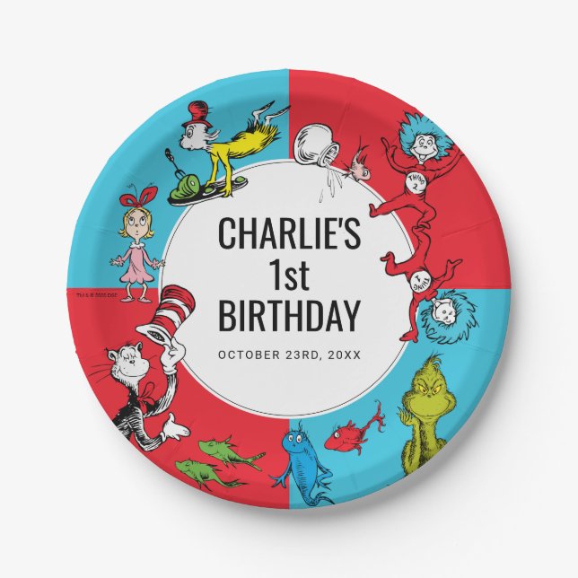 Dr. Seuss - Characters | Kids Birthday Paper Plate (Front)