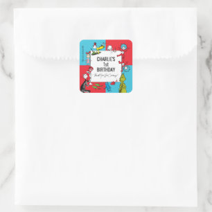 Dr. Seuss - Characters   Kids Birthday Square Sticker