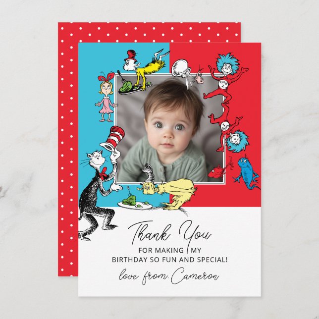 Dr. Seuss - Characters | Kids Birthday Thank You Card (Front/Back)