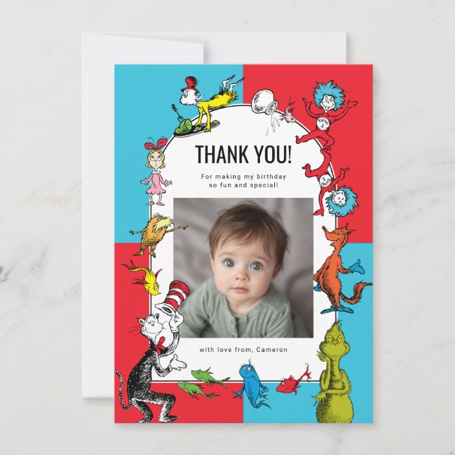Dr. Seuss - Characters | Kids Birthday Thank You Card (Front)