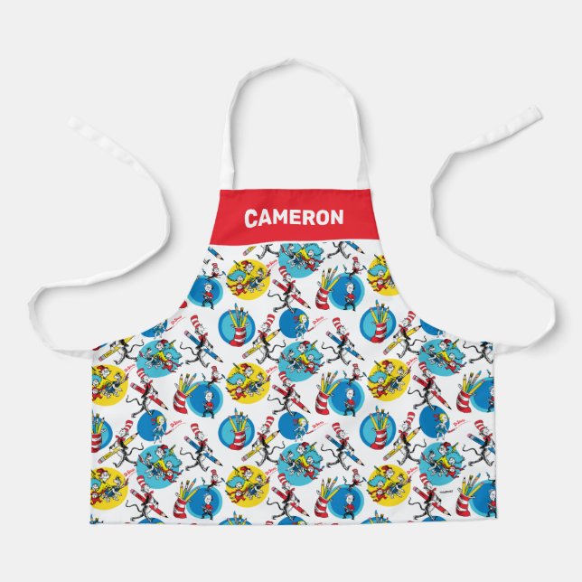 Dr. Seuss | Characters With Pencils Pattern Apron (Front)