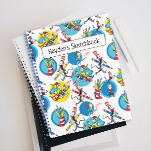 Dr. Seuss  Characters With Pencils Pattern Drawing Notebook